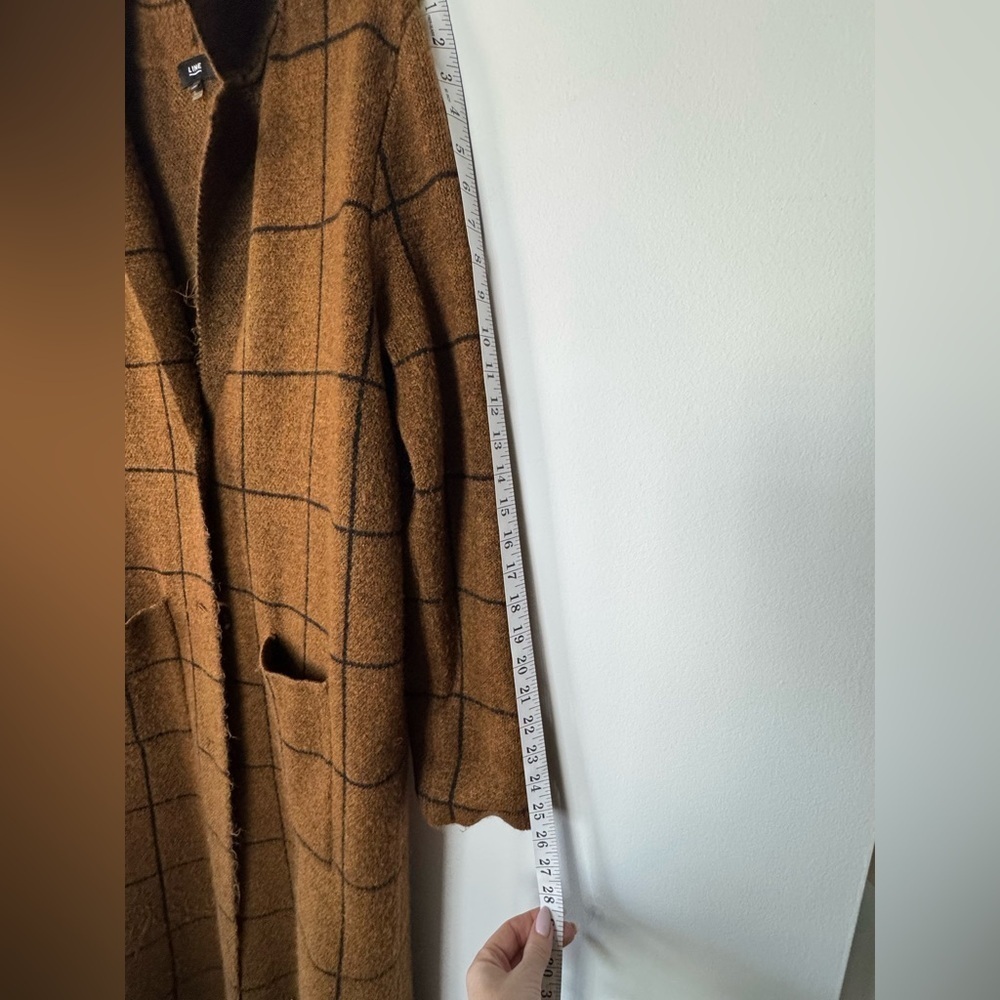 LINE Plaid Long Cardigan/Duster – Brown & Black Check - Size Medium - Picture 15 of 17